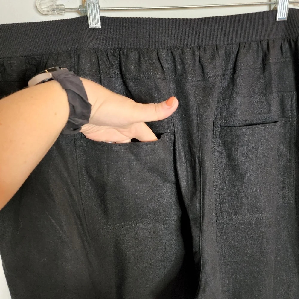 Ellos Linen Blend Stretch Waist Black Crop Cargo Pant Plus Size 28 4X New NWOTS - Picture 4 of 15